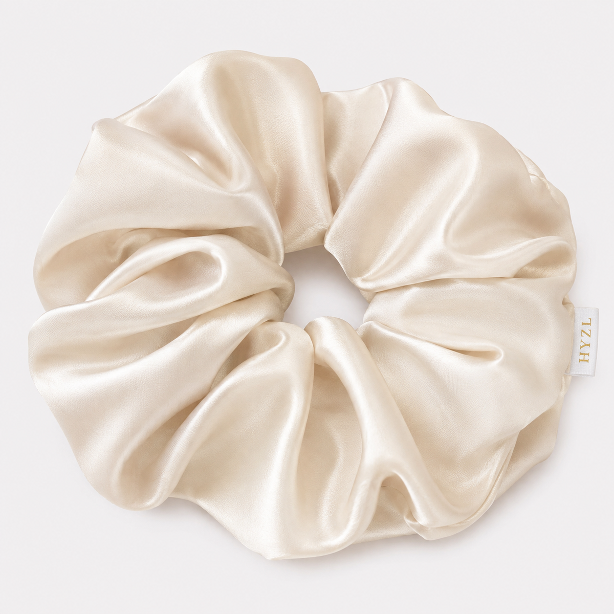 Riviera Premium Satin Scrunchie in Ivory Beige