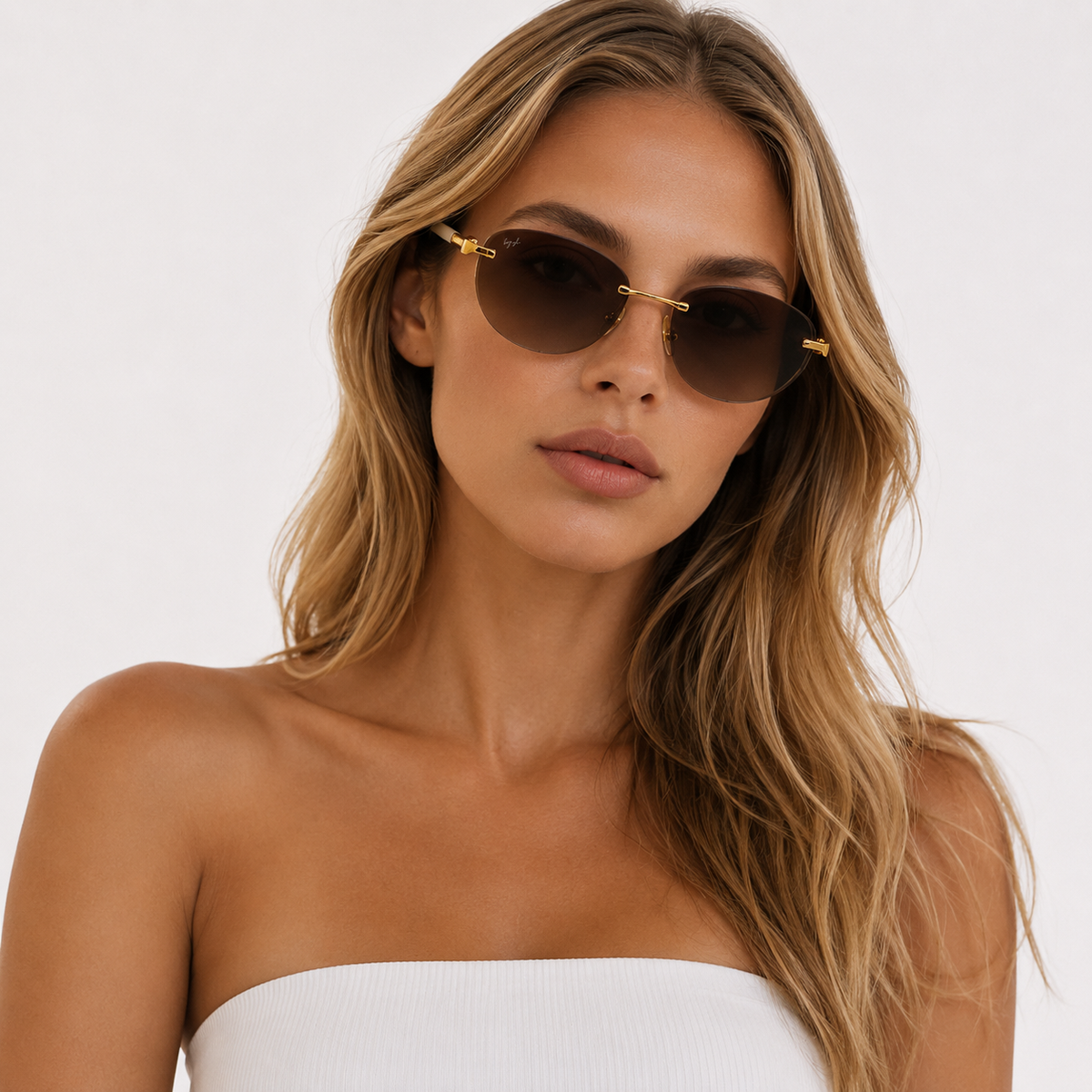 Sydney Oval Rimless Metal Sunglasses